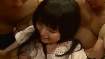 Petite Japan slut gangbanged by multiple men at once