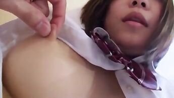 Cute Asian babe gets fucked and creampied